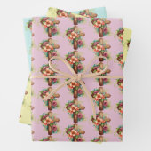 Rosa Blau Gelb Holzkreuz Blume Ostern Geschenkpapier Set (Beispiel)