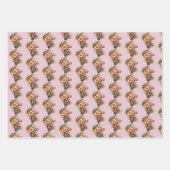 Rosa Blau Gelb Holzkreuz Blume Ostern Geschenkpapier Set (Vorderseite)