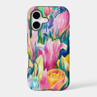 Rosa Blau Gelb Orange Blume Muster