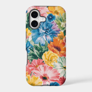Rosa Blau Gelb Orange Blume Muster