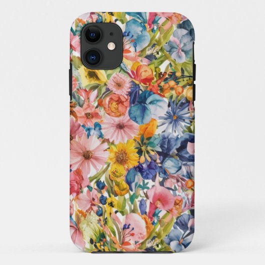 Rosa Blau Gelb Orange Blume Muster Case-Mate iPhone Hülle (Rückseite)