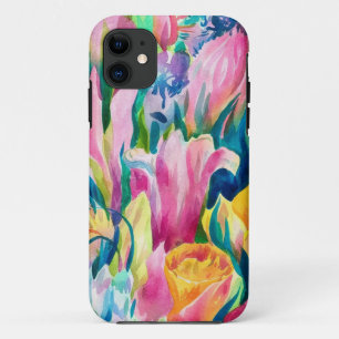 Rosa Blau Gelb Orange Blume Muster Case-Mate iPhone Hülle