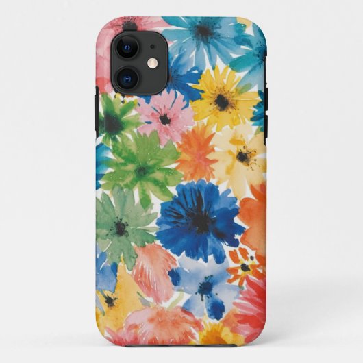 Rosa Blau Gelb Orange Blume Muster Case-Mate iPhone Hülle (Rückseite)