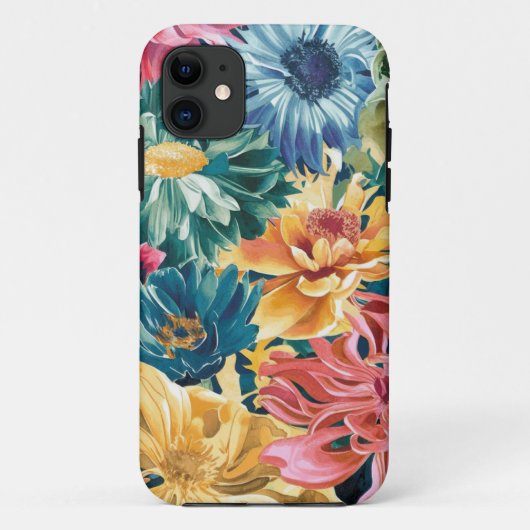 Rosa Blau Gelb Orange Blume Muster Case-Mate iPhone Hülle (Rückseite)