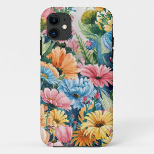 Rosa Blau Gelb Orange Blume Muster Case-Mate iPhone Hülle