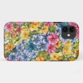 Rosa Blau Gelb Orange Blume Muster Case-Mate iPhone Hülle (Rückseite (Horizontal))