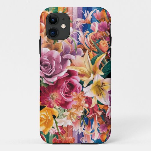 Rosa Blau Gelb Orange Blume Muster Case-Mate iPhone Hülle (Rückseite)