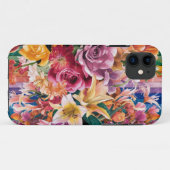 Rosa Blau Gelb Orange Blume Muster Case-Mate iPhone Hülle (Rückseite (Horizontal))