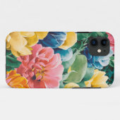 Rosa Blau Gelb Orange Blume Muster Case-Mate iPhone Hülle (Rückseite (Horizontal))
