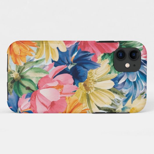 Rosa Blau Gelb Orange Blume Muster Case-Mate iPhone Hülle (Rückseite (Horizontal))