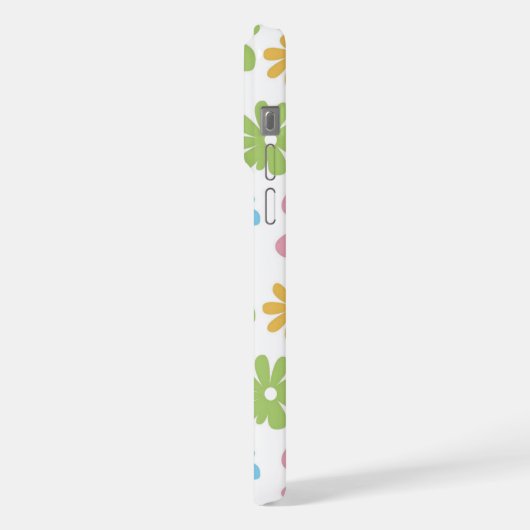 Rosa Blau Gelb Orange Blume Muster iPhone Hülle (Linke Seite)