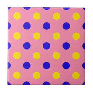 Rosa Blau Gelb Punkte Design  Fliese