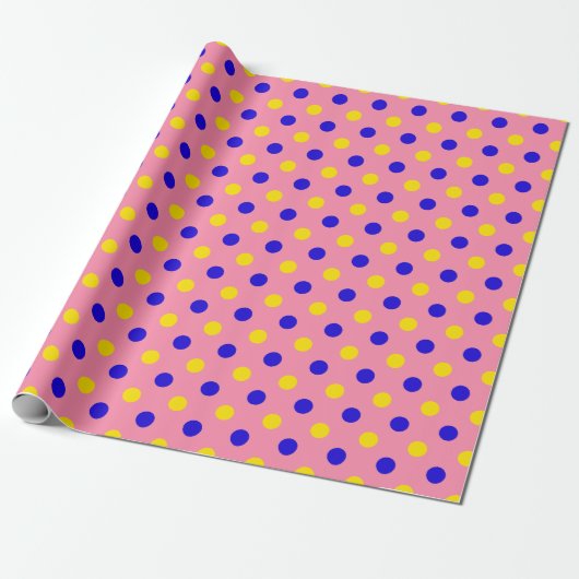 Rosa Blau Gelb Punkte Design  Geschenkpapier (Ungerollt)