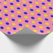 Rosa Blau Gelb Punkte Design  Geschenkpapier (Ecke)