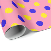 Rosa Blau Gelb Punkte Design  Geschenkpapier (Rolleneckpunkt)