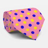 Rosa Blau Gelb Punkte Design Krawatte (Gerollt)