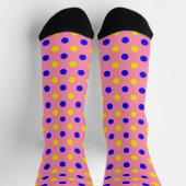 Rosa Blau Gelb Punkte Design Socken (Oben)