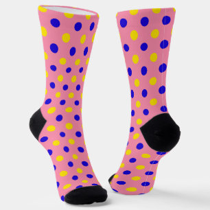 Rosa Blau Gelb Punkte Design Socken
