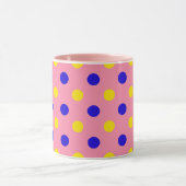Rosa Blau Gelb Punkte Design  Tasse (Zentrum)