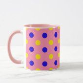 Rosa Blau Gelb Punkte Design  Tasse (Links)