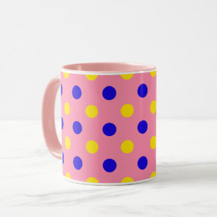 Rosa Blau Gelb Punkte Design  Tasse
