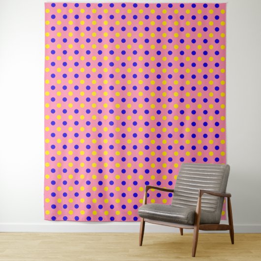 Rosa Blau Gelb Punkte Design  Wandteppich (Beispiel)