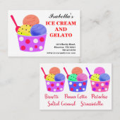 Rosa Blau Gelb Rote Eiscreme Gelato Visitenkarte (Vorne/Hinten)
