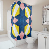 Rosa, blau, gelb, weiß Abstrakt Duschvorhang (Beispiel)