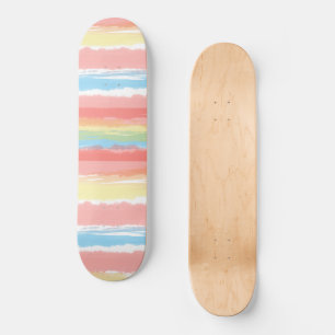 Rosa Blau Gelb Weiße Streifen Skateboard