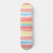 Rosa Blau Gelb Weiße Streifen Skateboard (Vorderseite)