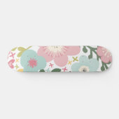 Rosa Blau Gelbe Blumen Moderne Blumen Skateboard (Horizontal)