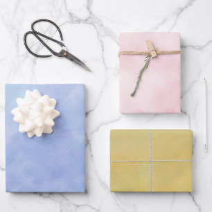 Rosa Blau Gelbe Farbe Geschenkpapier Set