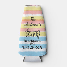 Rosa Blau Gelbe Farbe Streifen Party Name Flaschenkühler