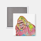 Rosa Blau-Gelbe Gorilla-Malerei Magnet (Vorderseite/Rückseite)