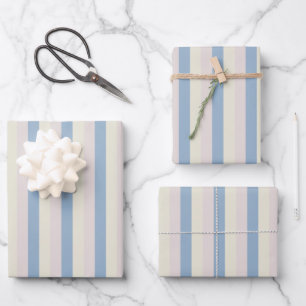 Rosa / Blau / Gelbe Streifen Geschenkpapier Set