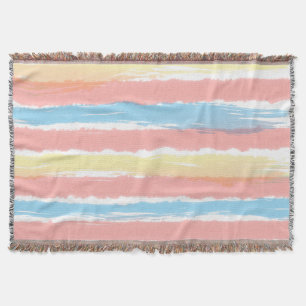 Rosa Blau Gelbe Wasserfarbe Sommerstreifen Decke