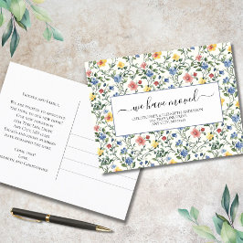 Rosa Blau-Gelbe Wildblumen Cotgcore-Bewegung Ankündigungspostkarte