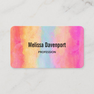 Rosa Blau Gelber Regenbogen Streifen Wasserfarbe Visitenkarte