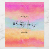 Rosa Blau Gelber Regenbogen Streifen Weinkultur Weinetikett (Einzelnes Label)