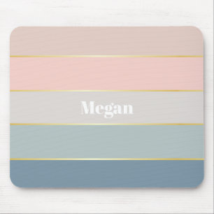 Rosa Blau Gold Custom Summer Color Block Streifen Mousepad