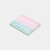 Rosa Blau Gold Ombre Wasserfarbe | Name hinzufügen Post-it Klebezettel (angewinkelt)