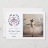 Rosa & Blau Grandmillennial Damask Foto Einladung (Vorderseite)