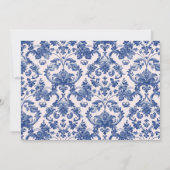 Rosa & Blau Grandmillennial Damask Foto Einladung (Rückseite)