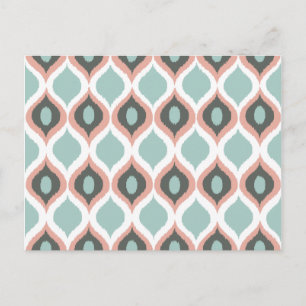 Rosa Blau Grau Geometrisches Ikat Stammesdruckmust Postkarte