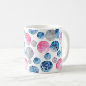 Rosa Blau Graue Punkte Kaffeetasse (VorderseiteRechts)