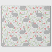 Rosa Blau Grauer Frühling Flora Ostersonne Muster Geschenkpapier (Flach)
