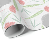 Rosa Blau Grauer Frühling Flora Ostersonne Muster Geschenkpapier (Rolleneckpunkt)