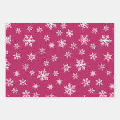 Rosa Blau Grün farbige Schneeflocken Weihnachten Geschenkpapier Set (Vorderseite)