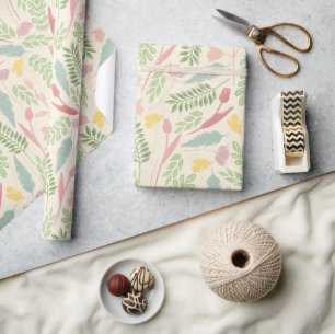 Rosa Blau Grün Frühlings-Blumen-Oster-Muster Geschenkpapier