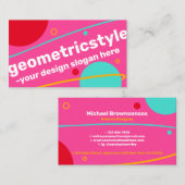 Rosa Blau Grün Gelb Moderne einfache Geometrie Visitenkarte (Vorne/Hinten)